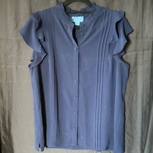 CeCe Ruffled Sleeve Blouse - Blue